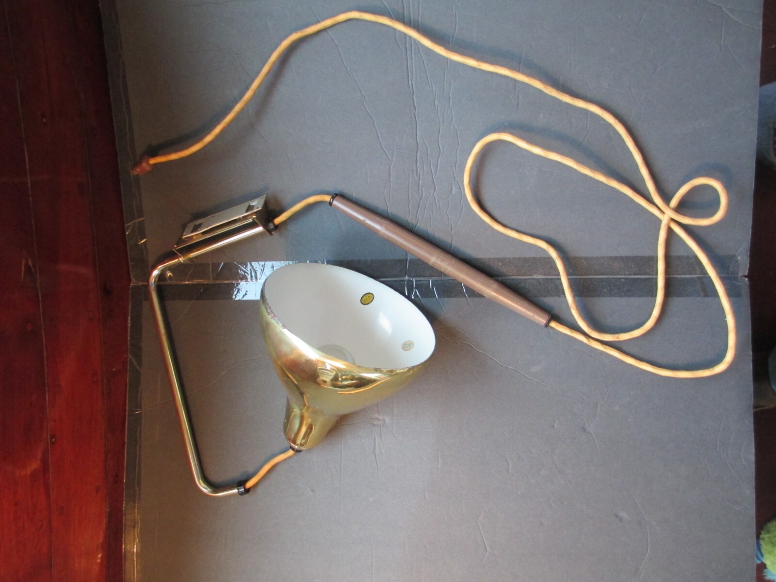 Atomic Lamp Weighted Pull Down Swing Arm Wall Cantilever Pulley Mid Century BSMT