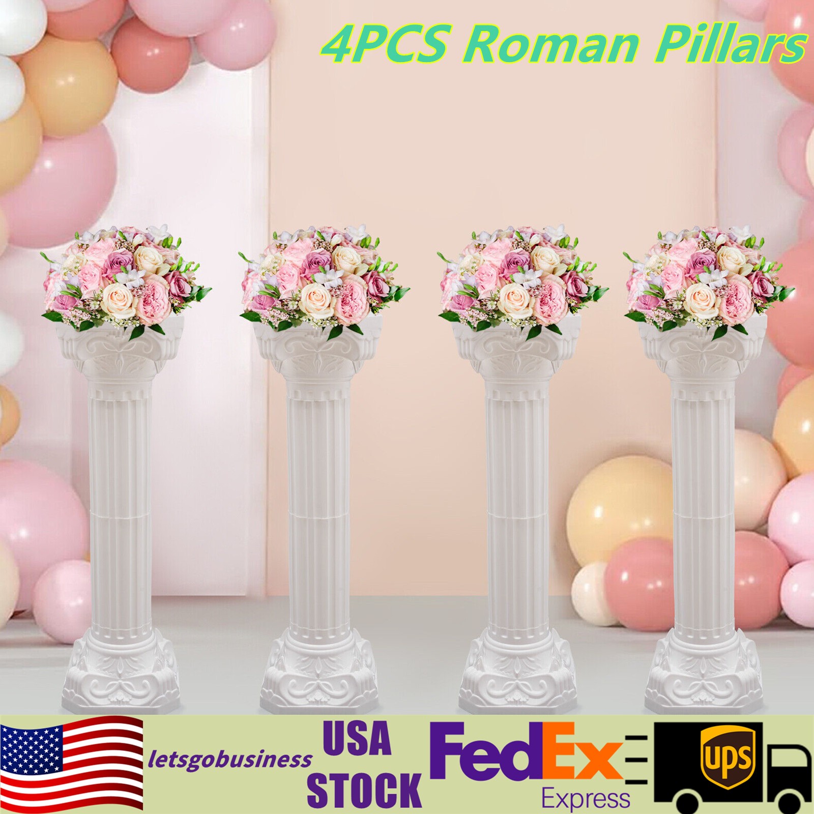 Classic Greek Roman Column Pedestal Corinthian Style Fluted Home Decor 34.65 in