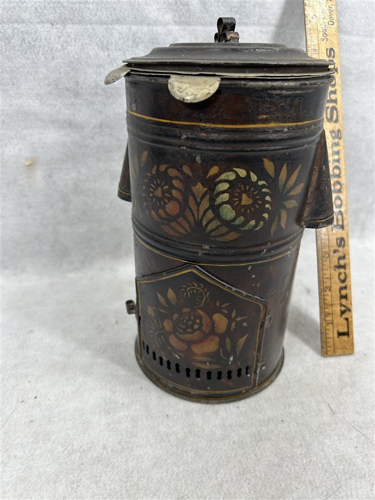antique whale oil lamp burner stove food warmer toleware nursery Civil War 1860