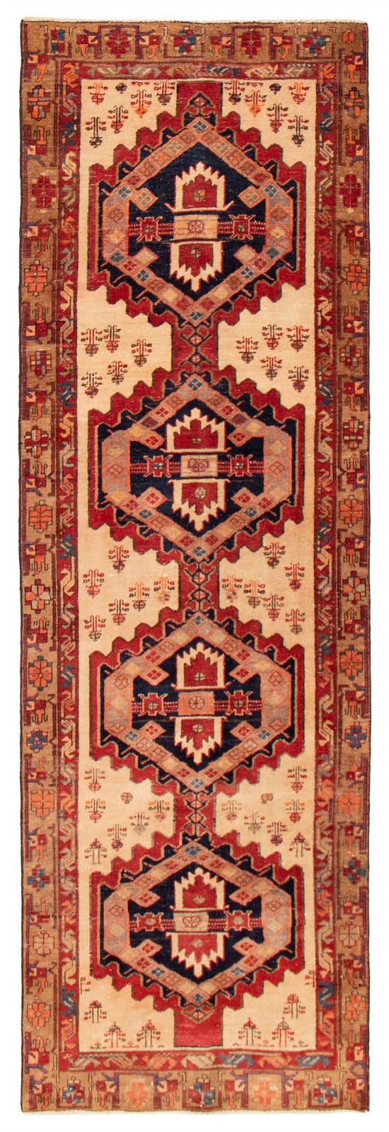 3’4″ x 10’5″ Vintage Hand-knotted Runner Rug Traditional Oriental Wool Carpet
