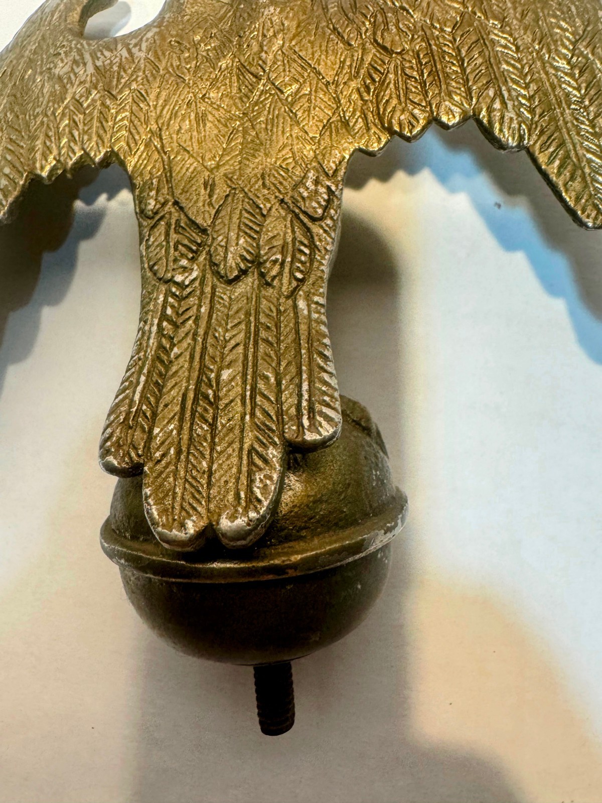 EAGLE FLAG FLAGPOLE AMERICA USA PATRIOTIC FINIAL ORNAMENT CAST METAL BRASS