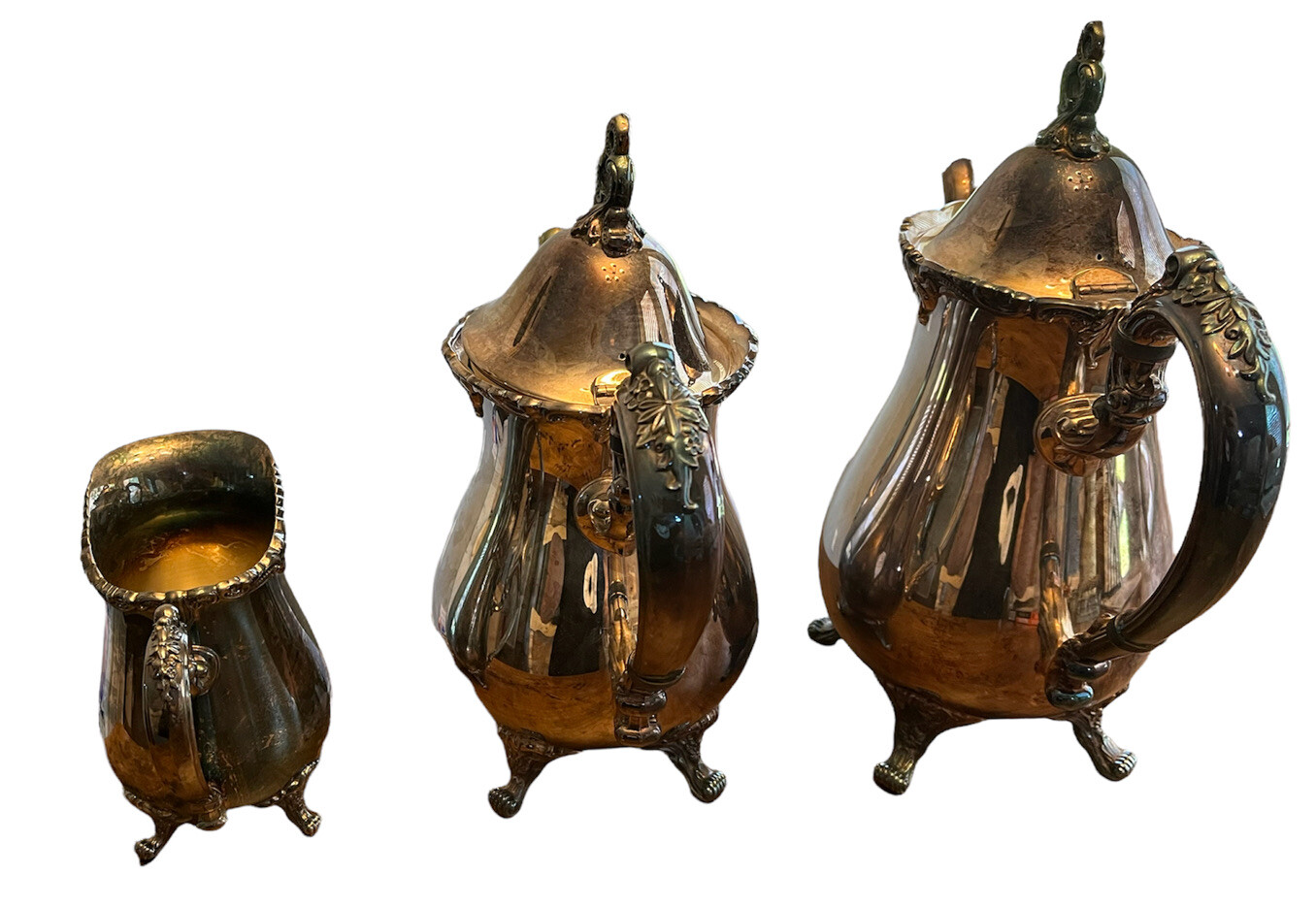 Reed and Barton SilverPlate El Greco Coffee & Tea Pot Set & Creamer 1950s
