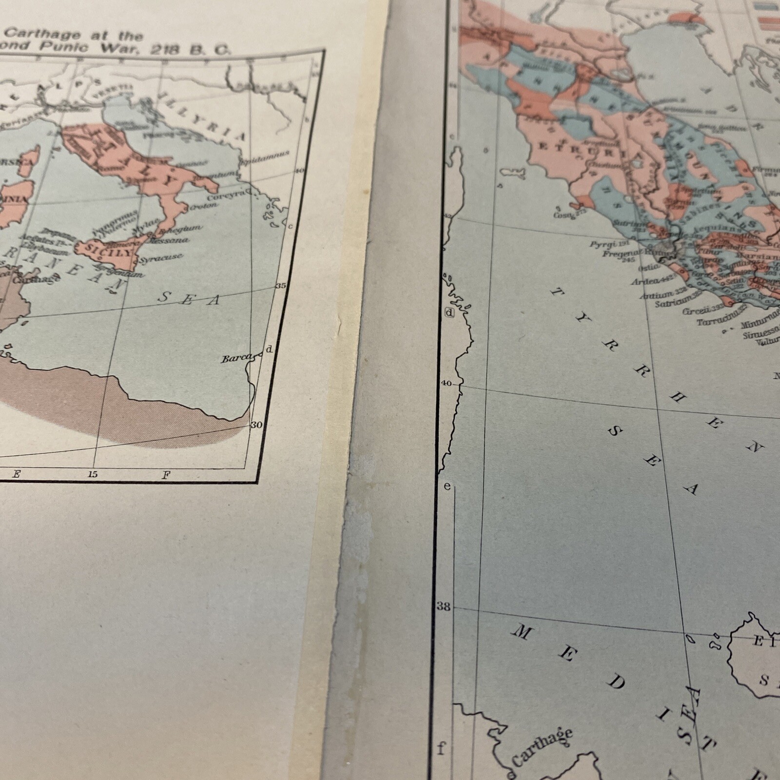 Historical Reference Map Ancient Italy Southern 1910 antique color Map Wall Art