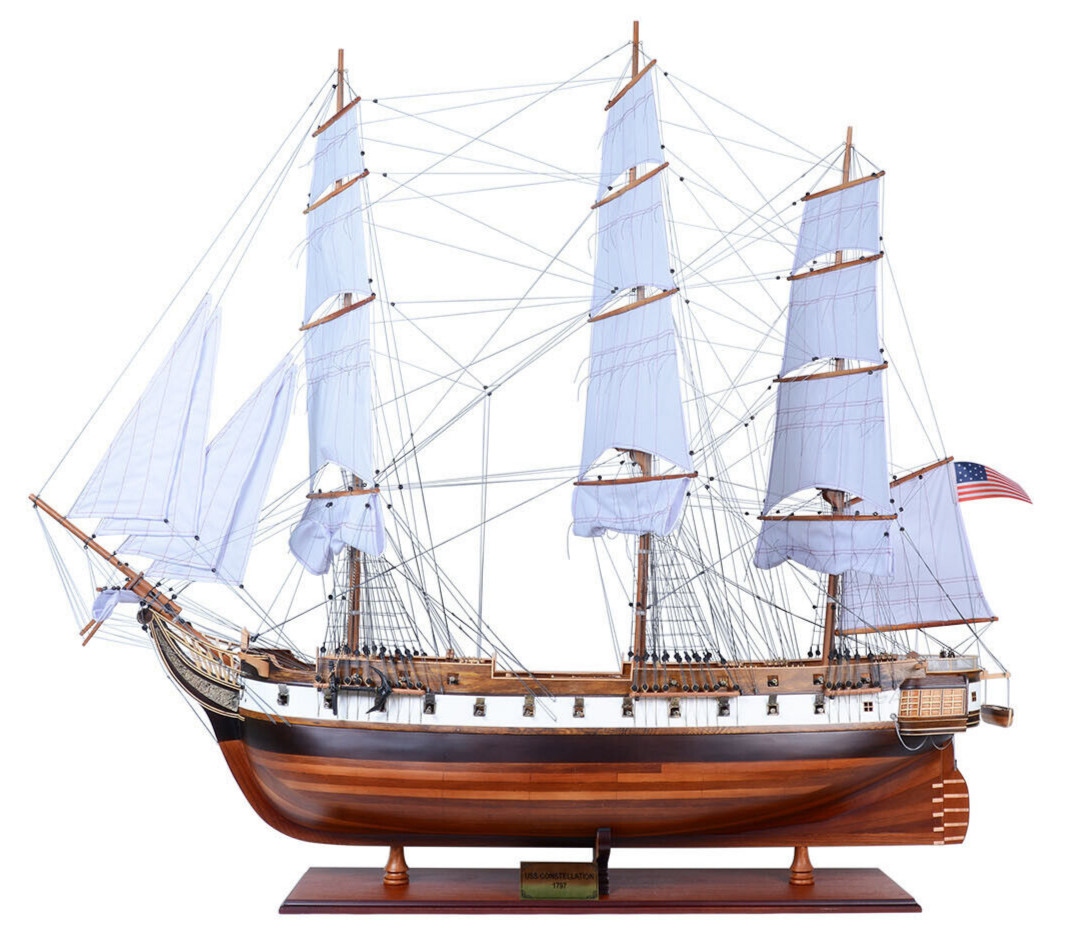 XL USS Constellation Frigate Tall Ship Model 56″ Wooden Sloop Of War Warship New