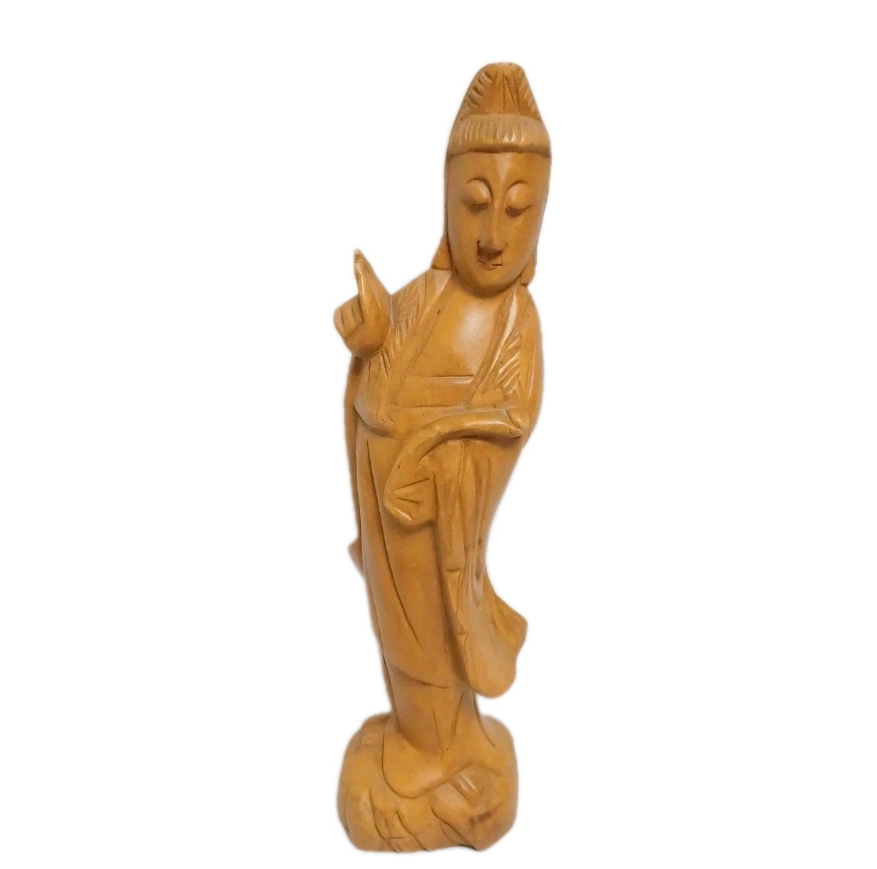 12” Kuan Yin Goddess of Mercy & Kindness Artisan Carved Camphor Wood Statue