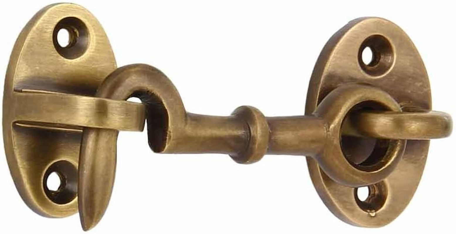 Solid Brass Cabin Hook, 2.75″ Hook and Eye Latch for Cabin Door, Barn Door, Gate