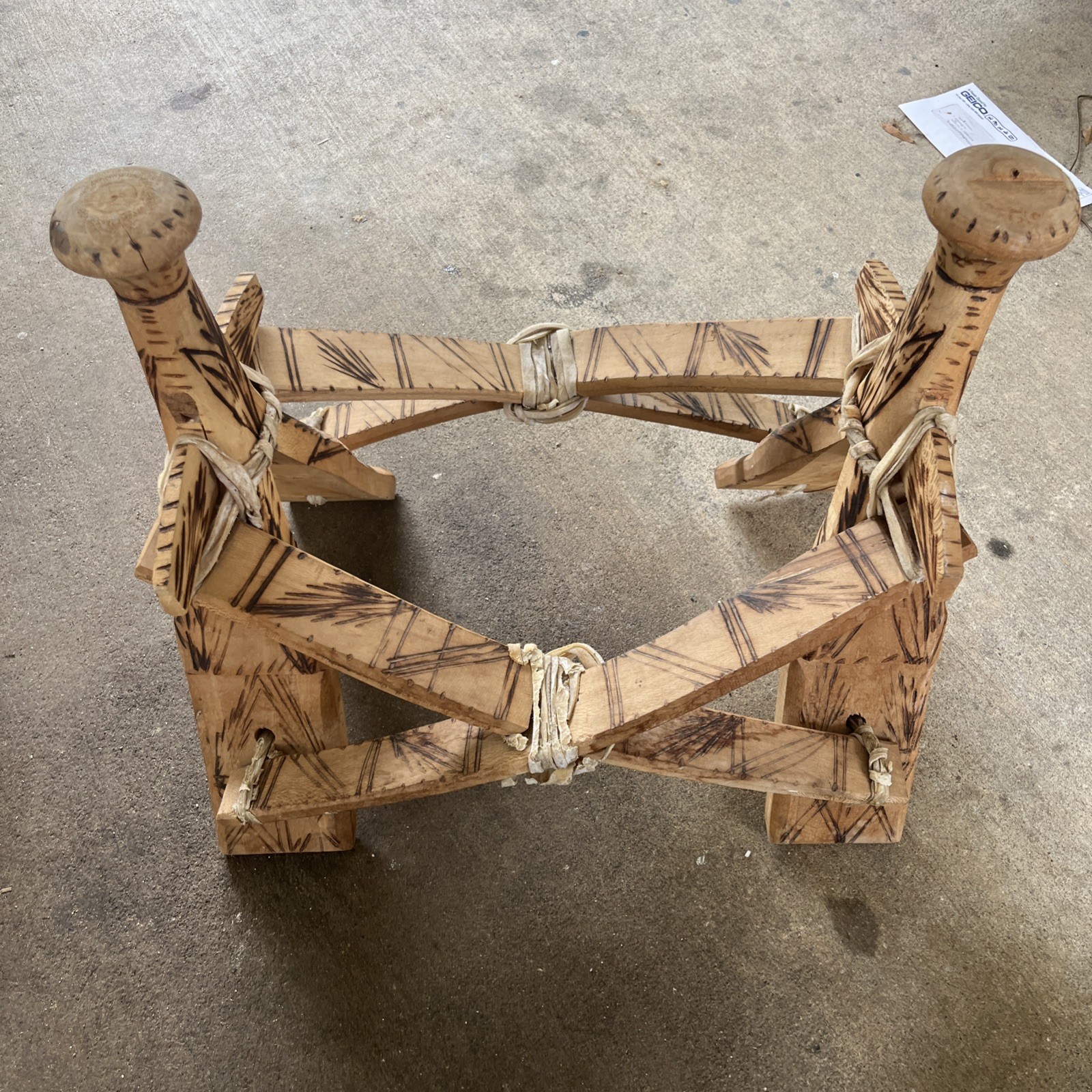 Vintage Rustic Hand Carved Camel Saddle Foot Stool