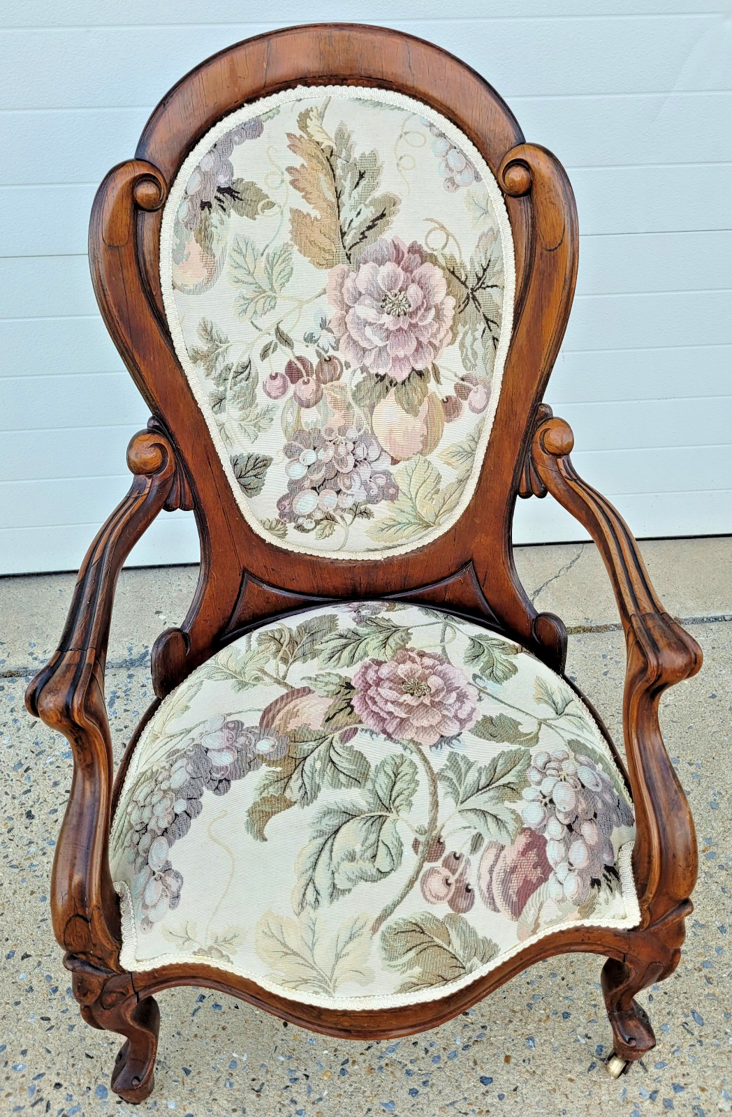 BELTER ROSEWOOD SCROLL PATTERN OPEN ARMCHAIR