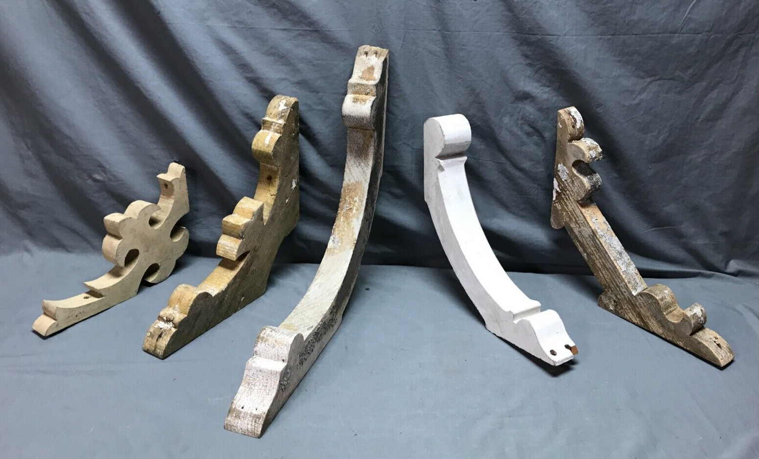 Antique 5 Wood Corbel Shabby Gingerbread Porch Shelf Brackets Chic Old 584-25B