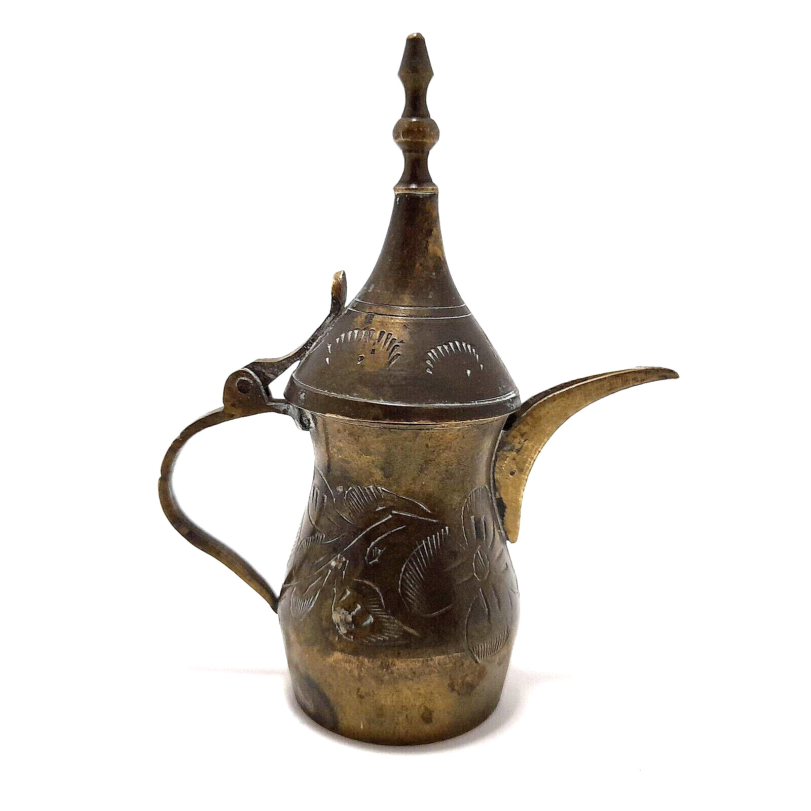 Dallah Coffee Pot Solid Brass Jar Old Mini Arabic Middle Eastern Antique