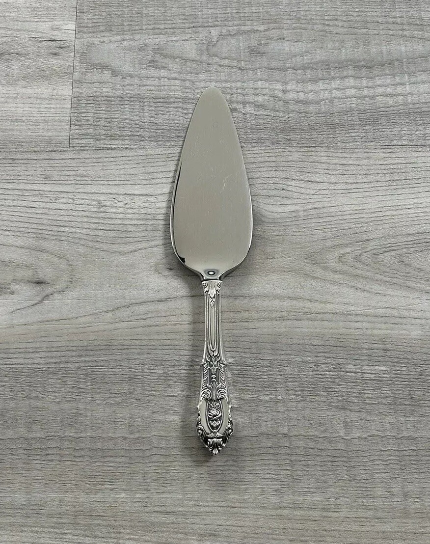 Rose Point Wallace Sterling Silver Handle Stainless Top Cake Server 10” No Mono