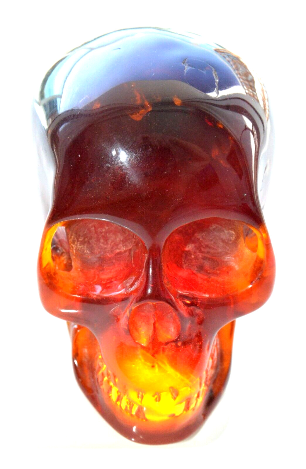✅563gr RUSSIAN SOVIET BALTIC SEA CHERY AMBER STATUE SKULL STONE ROCK BEAD 琥珀 PIN