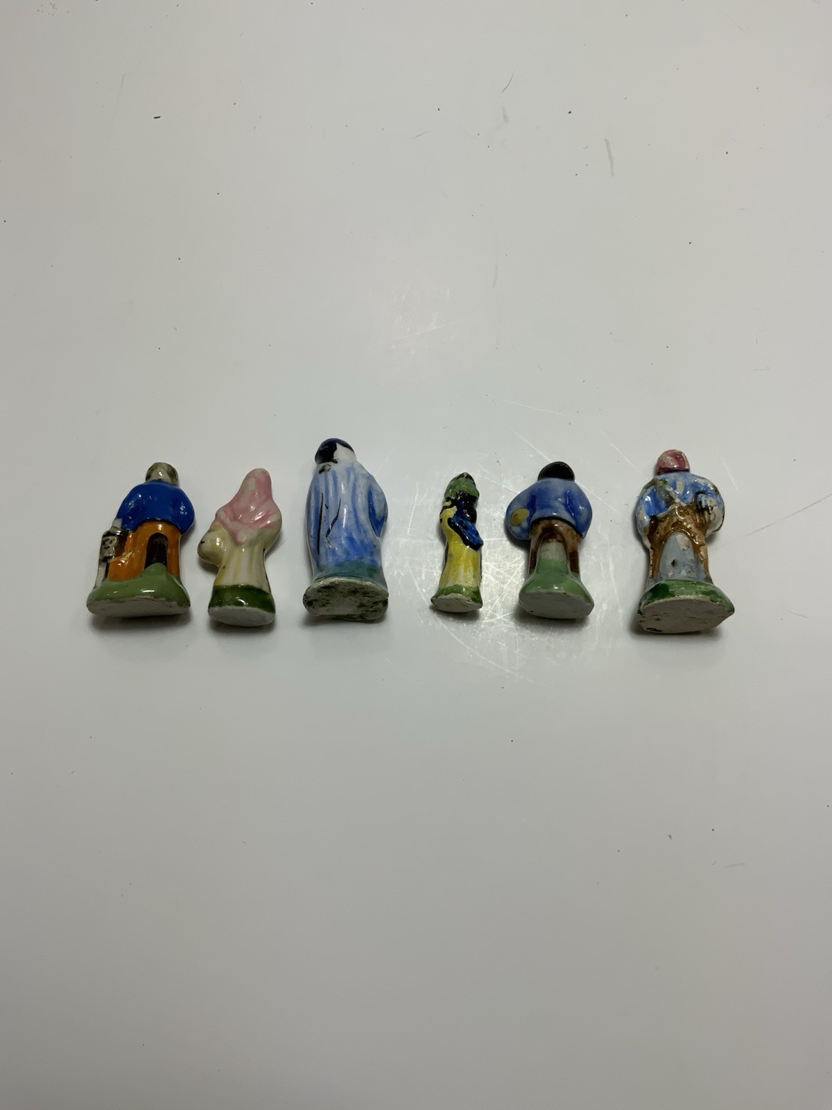 6 Miniature Figurines Characters Santons Ceramic Faience Porcelain
