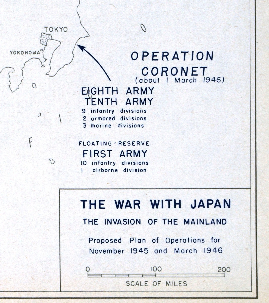 WWII Map 167 Japan Mainland Invasion Planned Operation Downfall Olympic Coronet