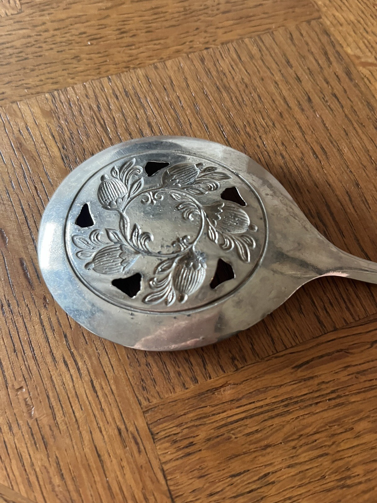 Vintage Leonard Silverplate Serving Spoon Tomato Cranberry Slotted Pierced Italy