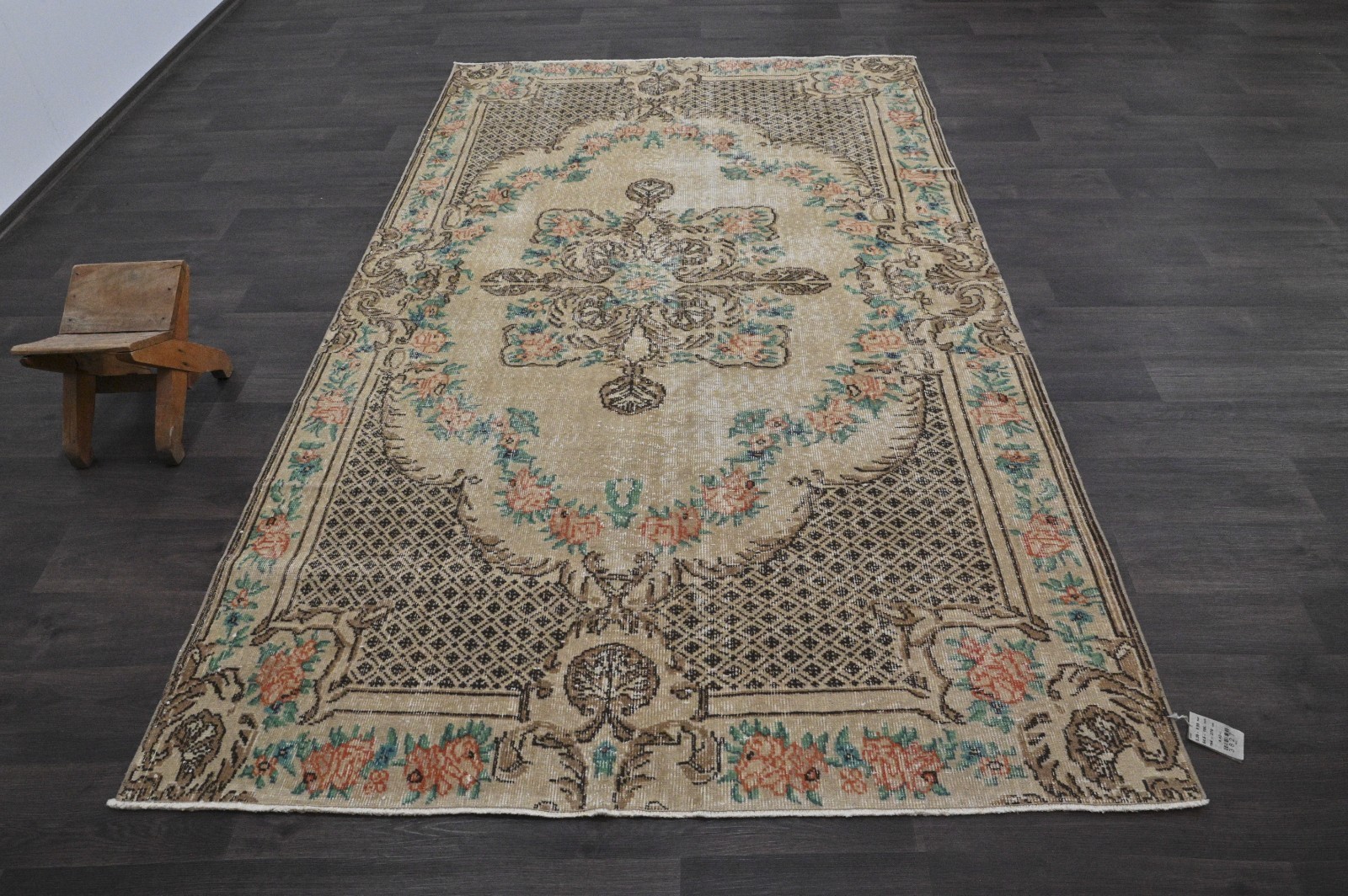 Oushak Turkish Vintage Rug 5×9 Kilim Rug Anatolian Handmade Boho Decor BROWN