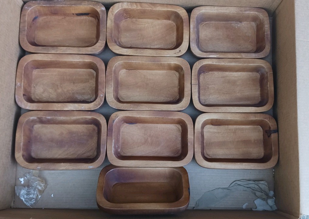 Lot of 10 Carved Wooden Dough Bowls Wood Trencher Rustic Home Decor