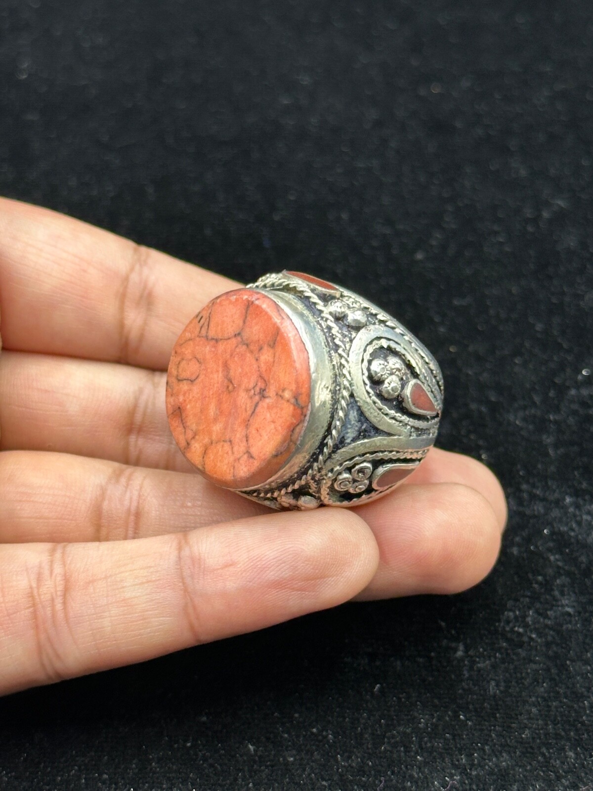 Beautiful Near Eastern Rare Old Ring With Jasper Stone From Afghanistan