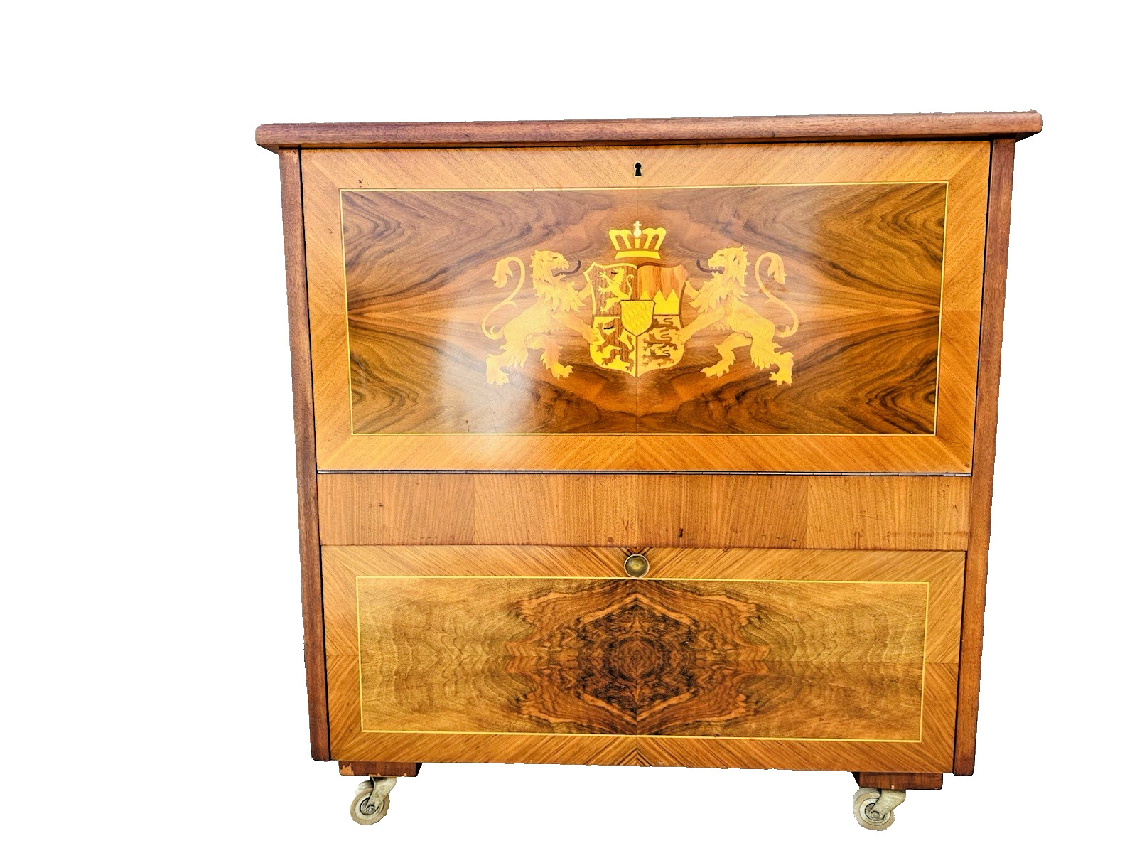 Beautiful Vintage Mid Century Art Decor Bavarian Inlaid Cocktail Dry Bar Cabinet