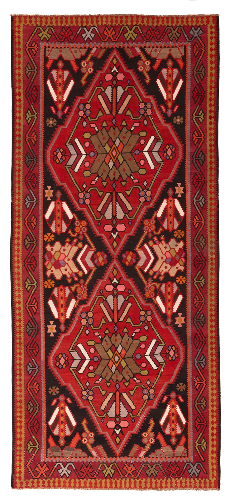 Vintage Hand Woven Area Rug 5’9″ x 13’3″ Traditional Wool Oriental Carpet