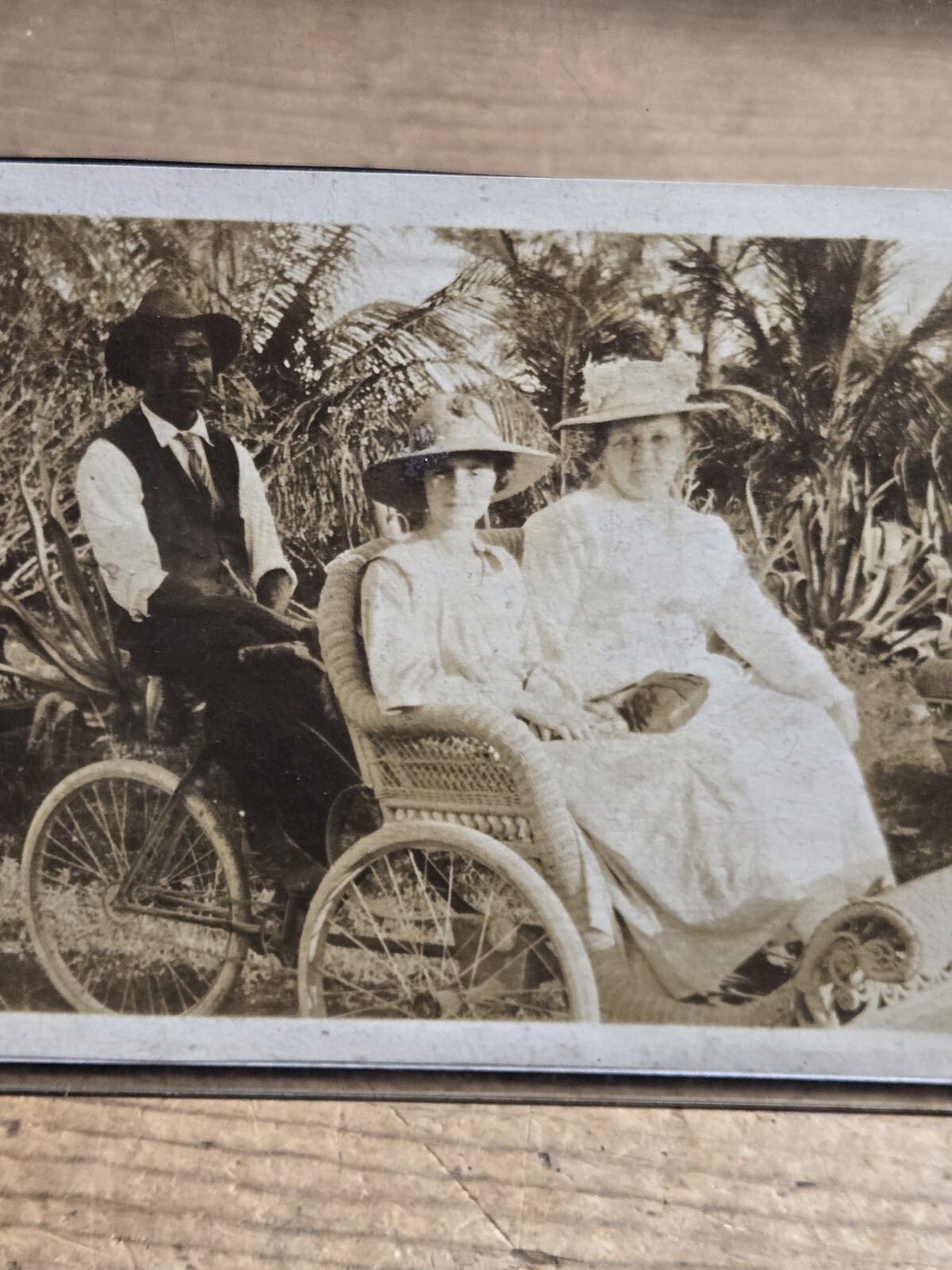 Early 1900s Black White rare Bicycle photo Young Man Woman Americana photograph