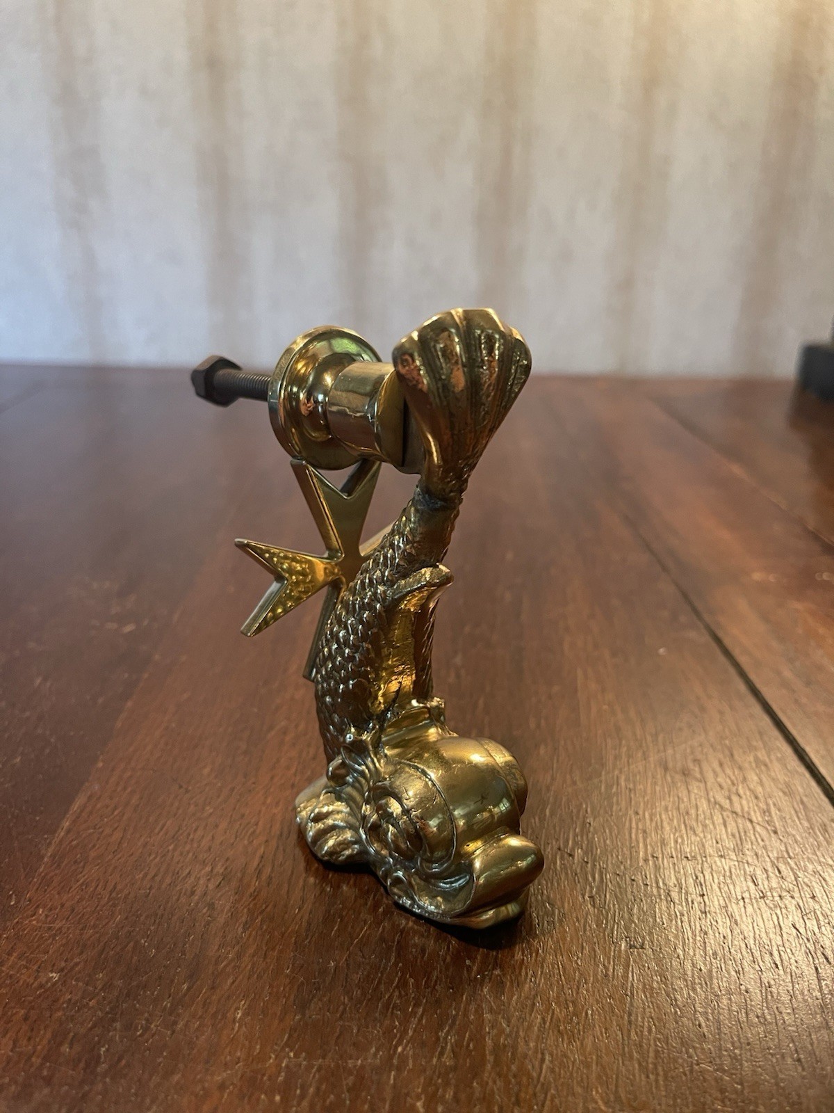 VINTAGE Cutajar Works Malta Brass Dolphin Koi Fish Door Knocker – Antique Marine