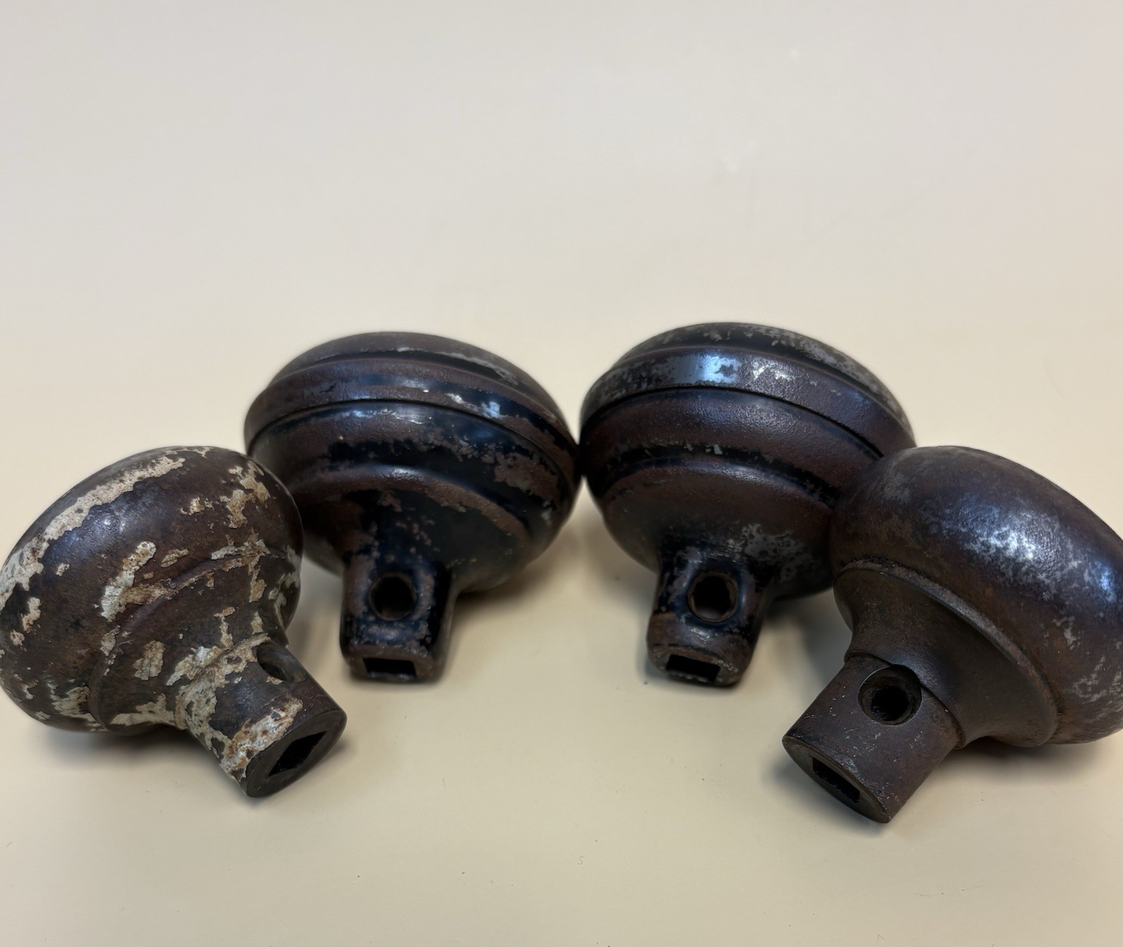 Vintage Metal Door Knobs Lot of 4 Antique Steel/Iron Salvage Hardware As Found