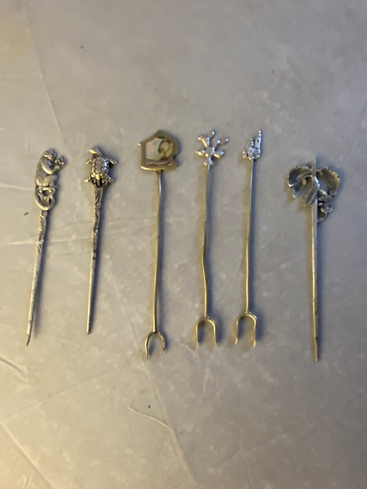Silver Cocktail Forks And Picks 9 Pieces Vintage