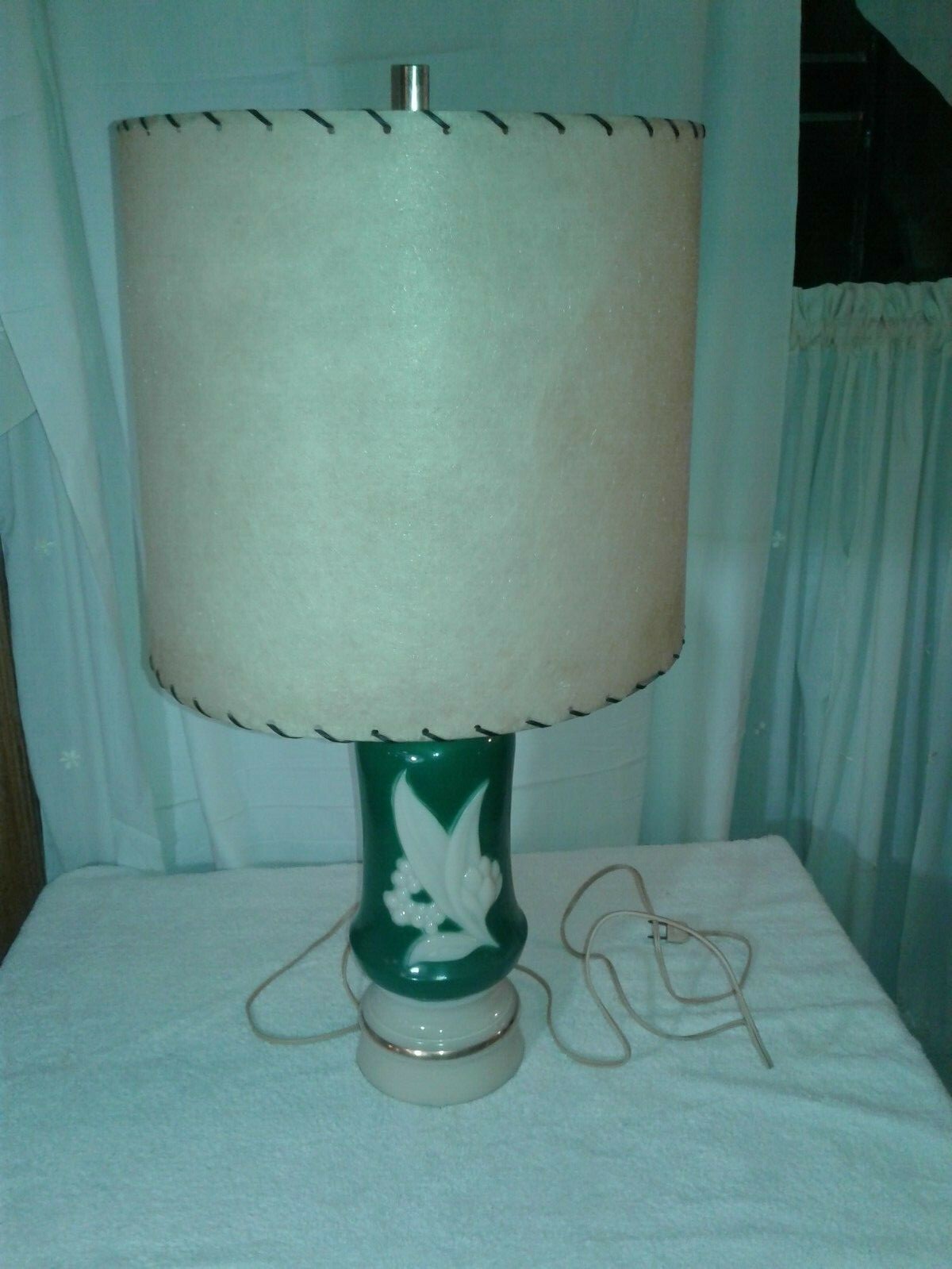 Mid- Century Alacite Aladdin Electric Lamp, Lily of the Valley pattern