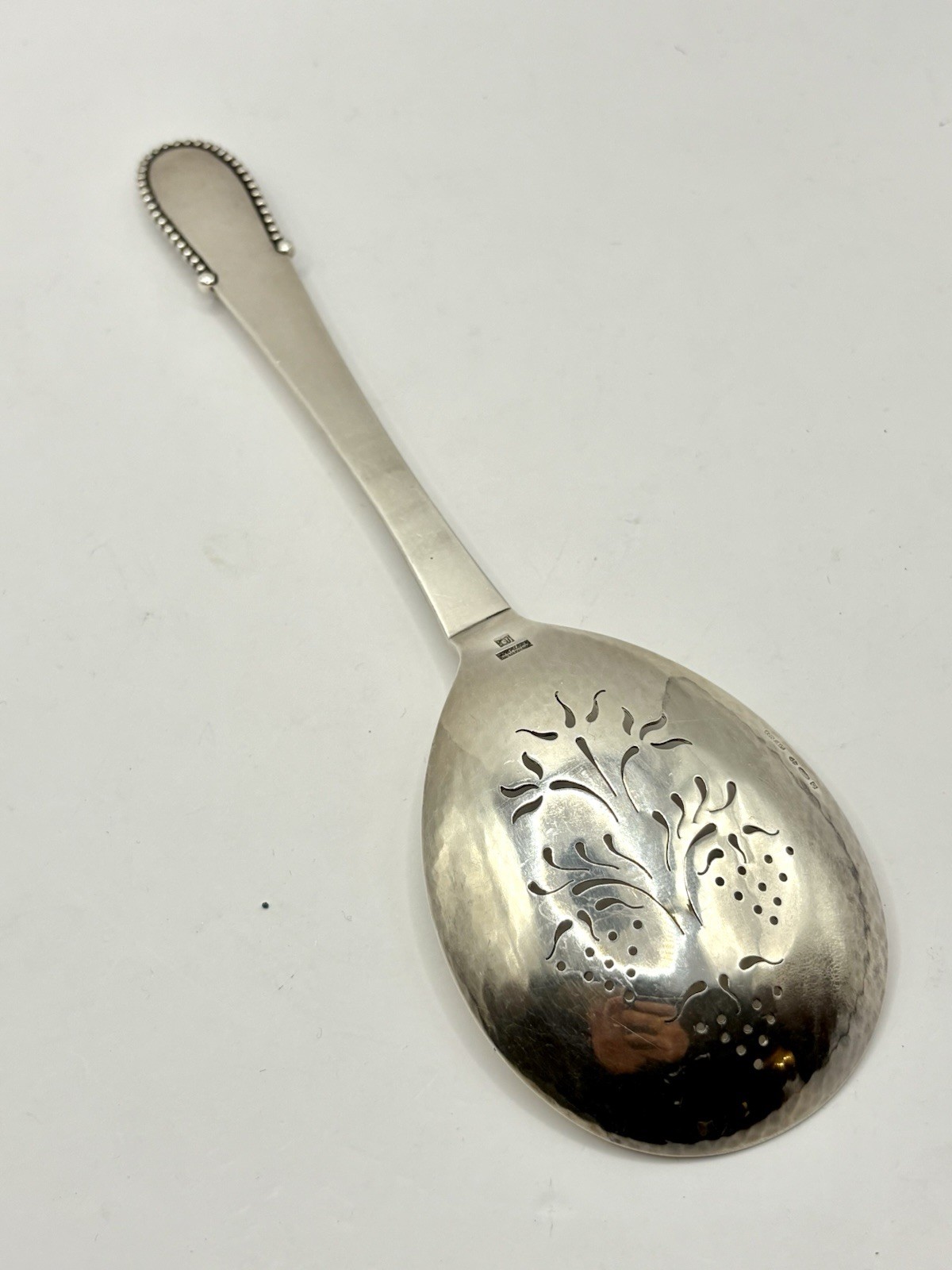 98g Collectible Georg Jensen Beaded Hallmarked Large Sterling Silver Spoon 23cm