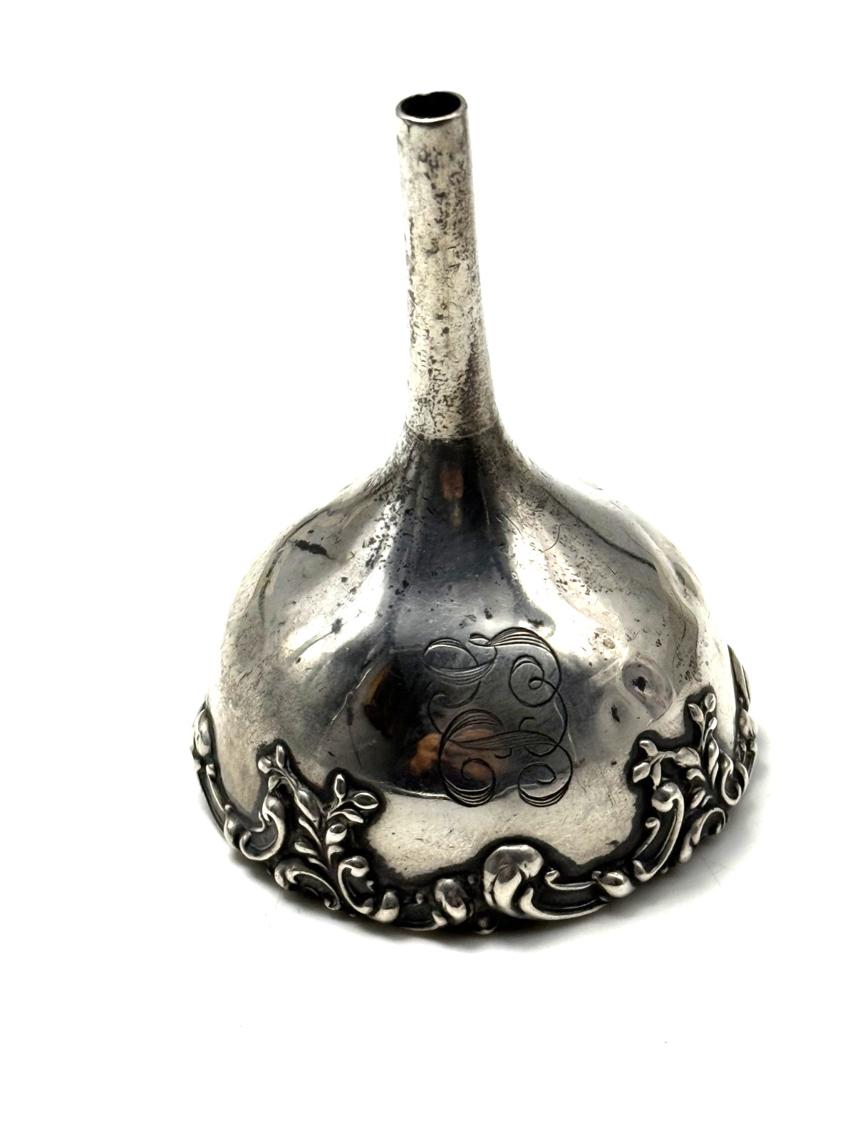 Antique Exquisite Whiting Co Sterling Silver Ornate Funnel For Wine Decanting