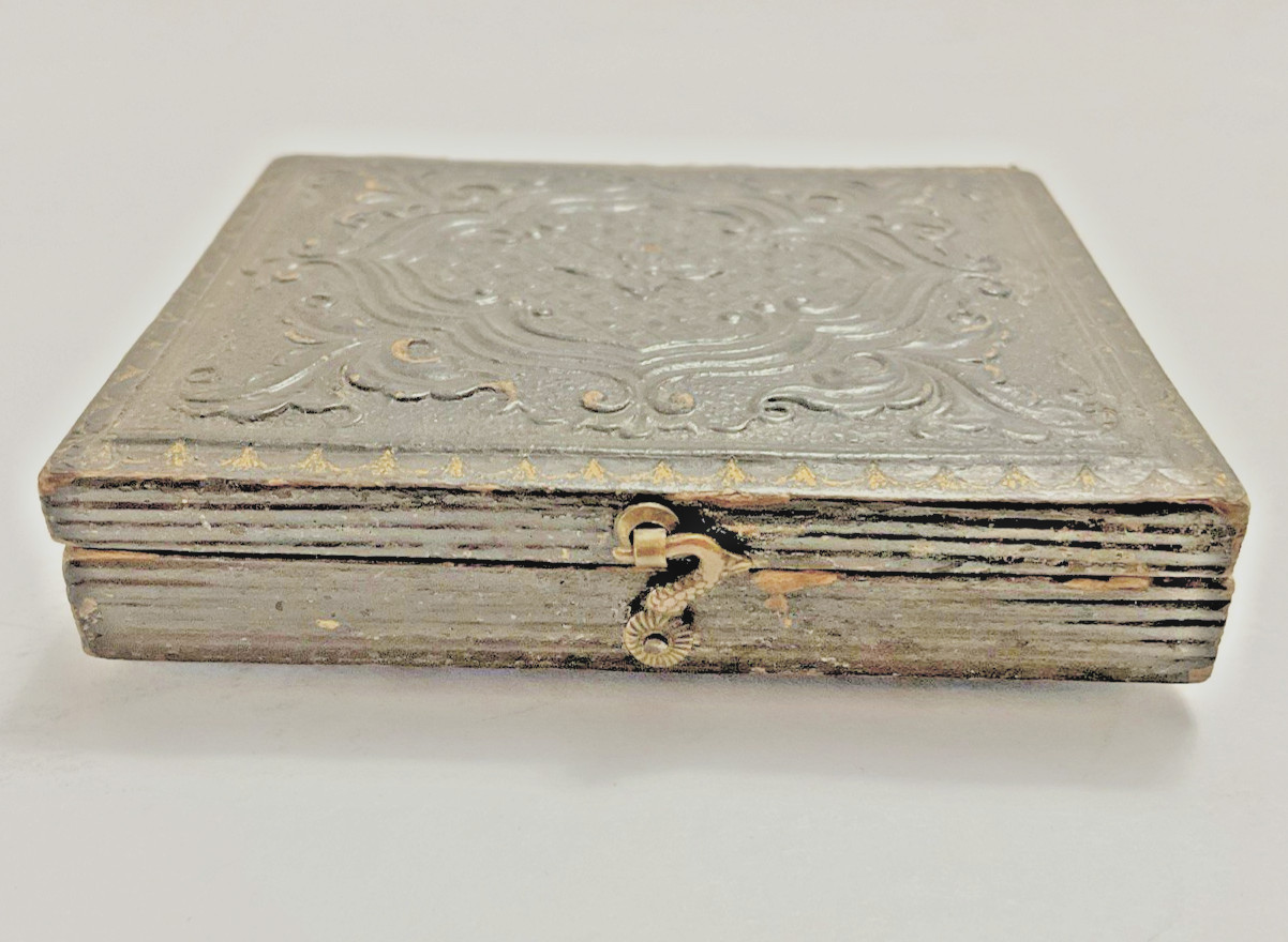 Union Case Copper Foil Matte Glass Ambrotype signed Lucinda Emry 1891