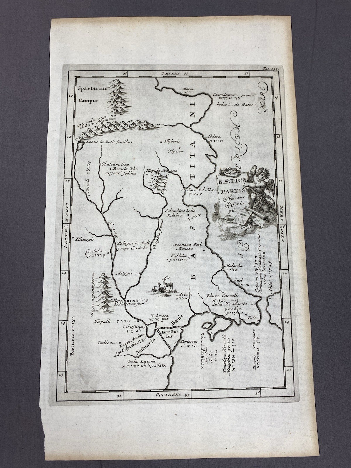 A Description Of The Baetican Part Of Iberia (Andalusia, Spain) 1712 Antique Map