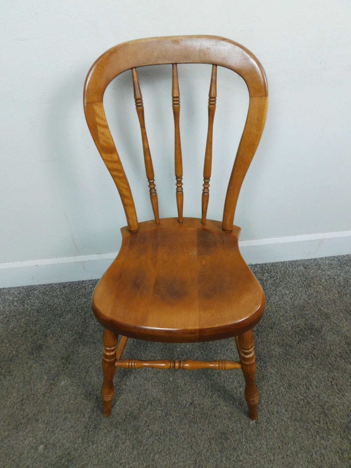 70s Solid Tiger Maple Hoop Back Side Chair Country Caramel Antique Reproduction