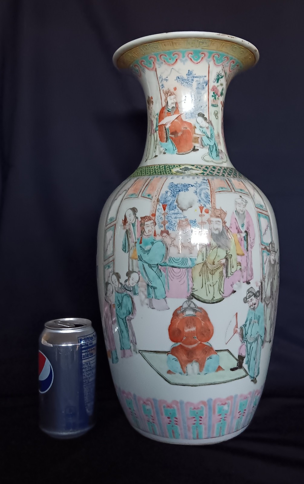 Chinese 19th Century Qing Dynasty Famille Rose Porcelain Vase 17.25 inches