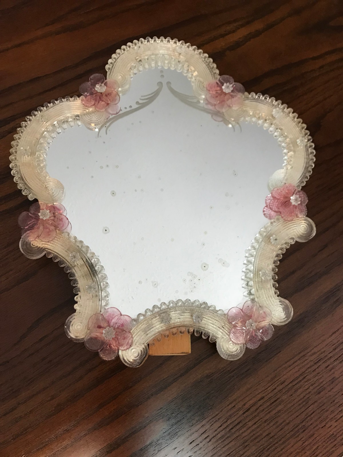 Murano Glass Vanity Mirror -Table Top – Hand Made Italian Design – Circa 1960s