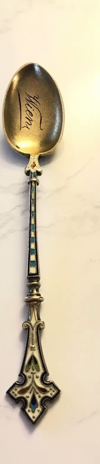 ANTIQUE STERLING SILVER SILVER 950 ENAMEL JACOB TOSTRUP SPOON ..