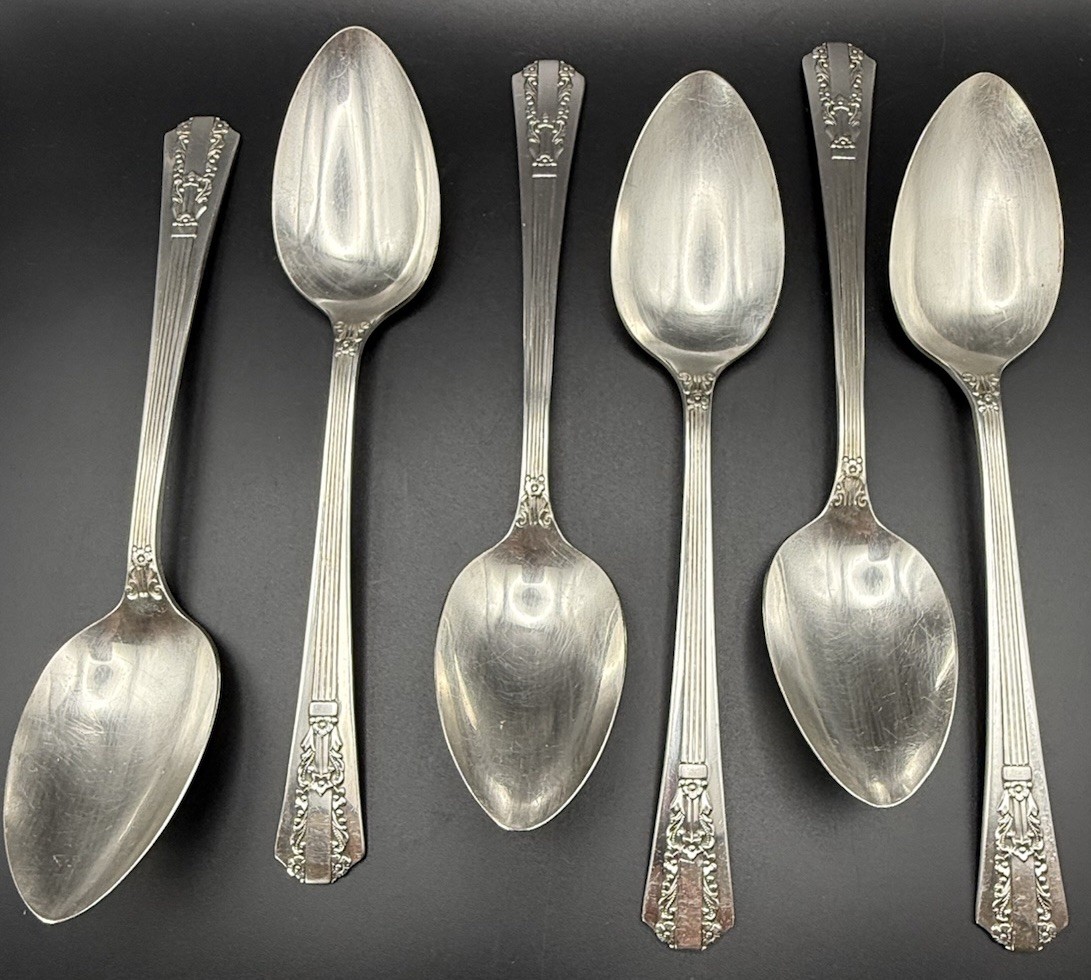 Vintage Oneida Wm A Rogers Silverplate Place Spoon Avenue Pattern 1939 Set Of 6