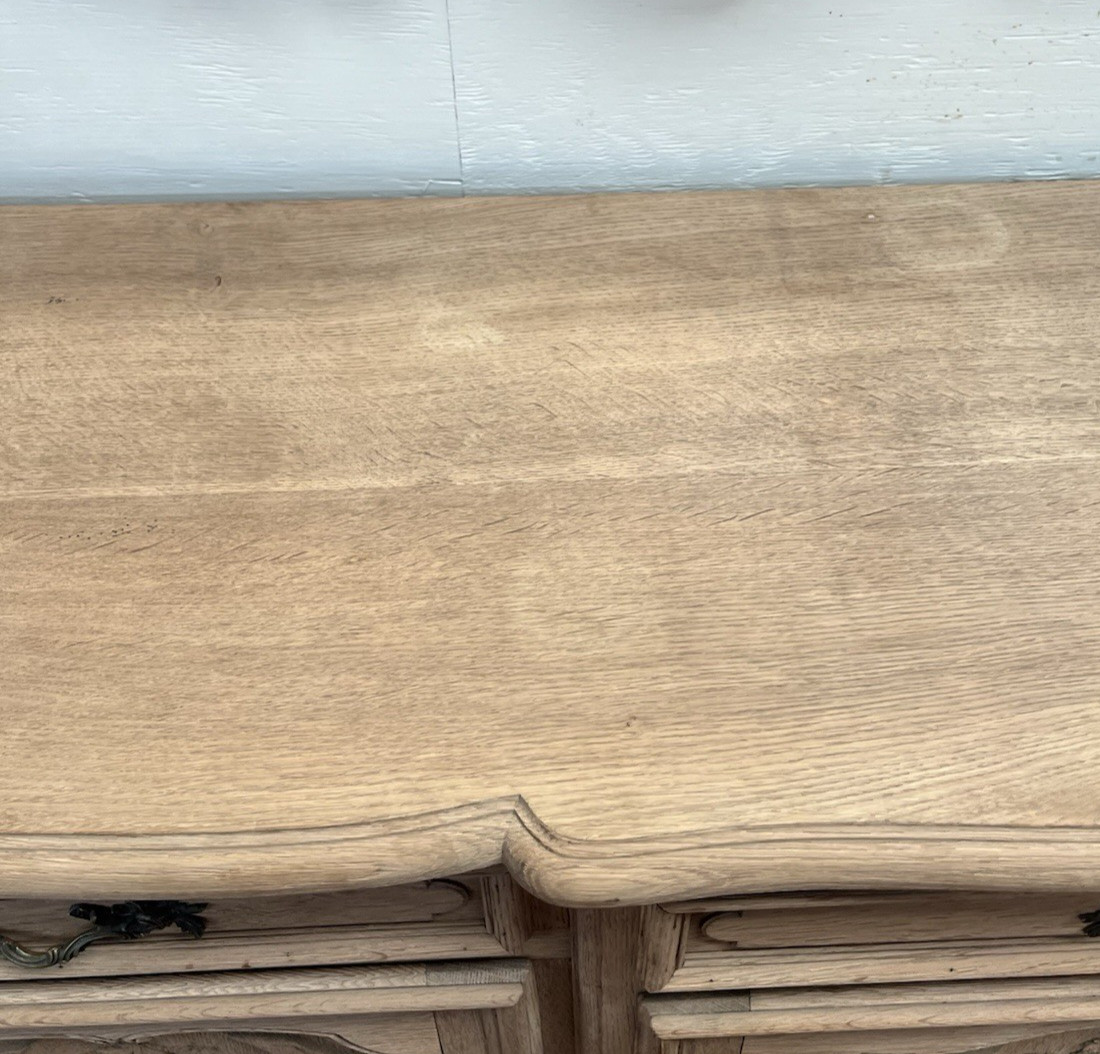 Antique Bleached French Provincial Oak Louis XV Sideboard Enfilade 79.5” x 21”