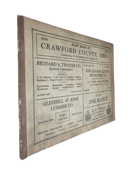 1939 Plat Book of Crawford County Ohio Paperback Atlas Maps Farming Settlers