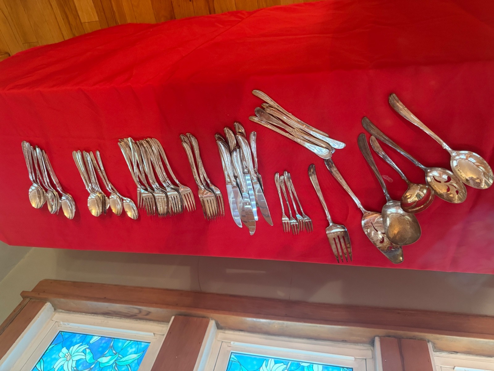 Old Company Plate flatware. 8 piece place setting with a total of 63 pieces.