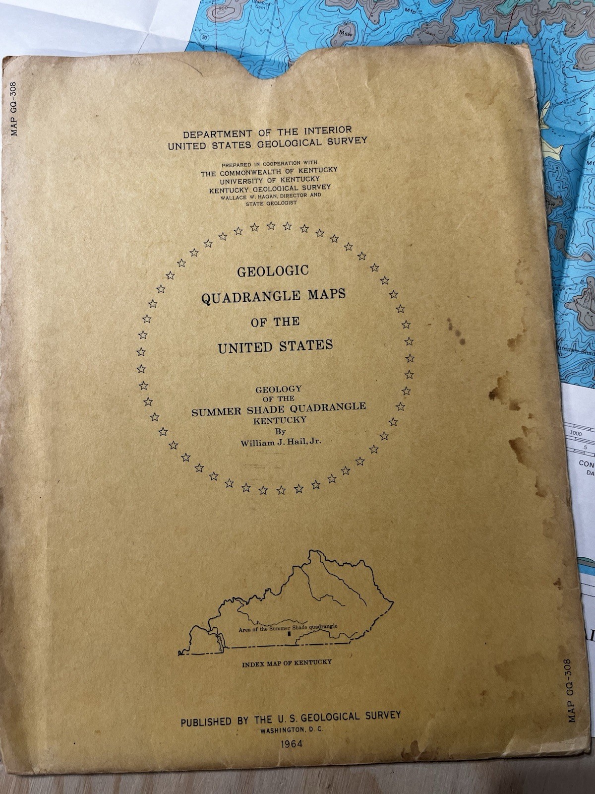 Vintage 1964 Geologic Map Kentucky Summer Shade Quadrangle Edmonton Metcalfe Co.
