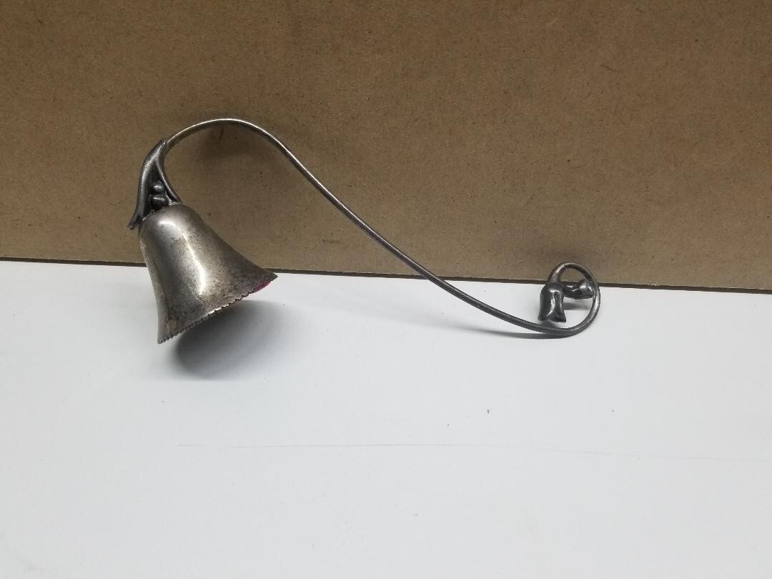 Vintage Silver Plated Metal Candle Snuffer Flower Shape Unmarked very good cond
