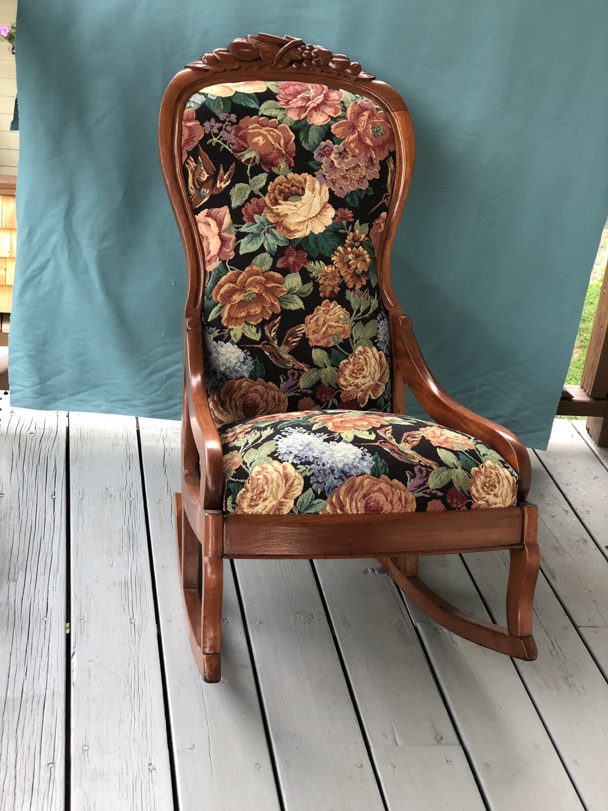 Antique Walnut Victorian Rocking Chair (1860s-1890s)