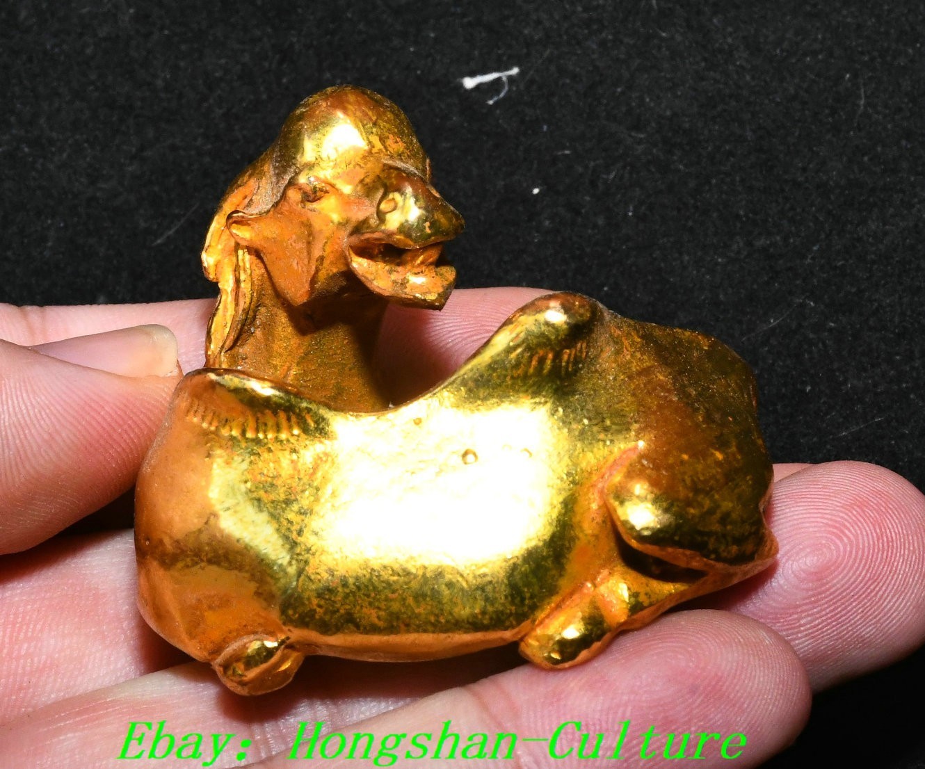 1.5” Old Chinese Dynasty Bronze Gilt Luotuo Luo Tuo Camel Camels Animal Statue