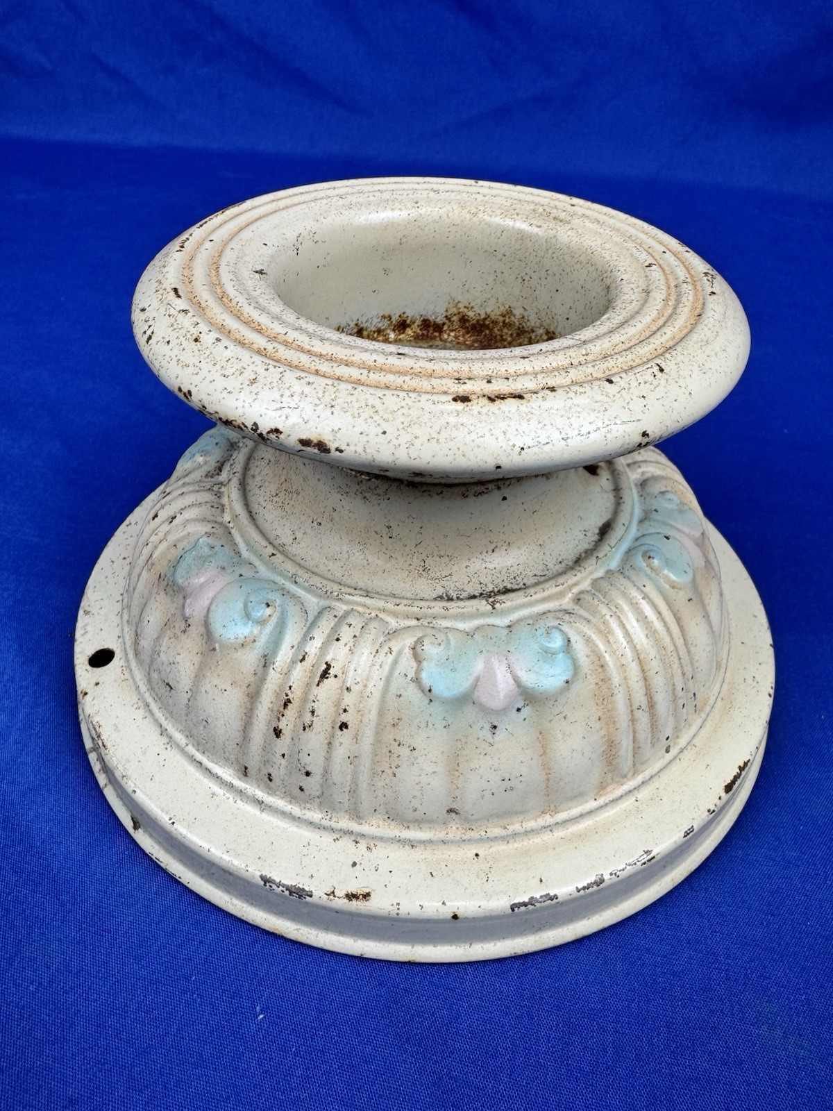 C.1935 Ceiling Light Fixture, Pressed Steel, Original Paint 5 5/8″ Dia, 3 1/4″H