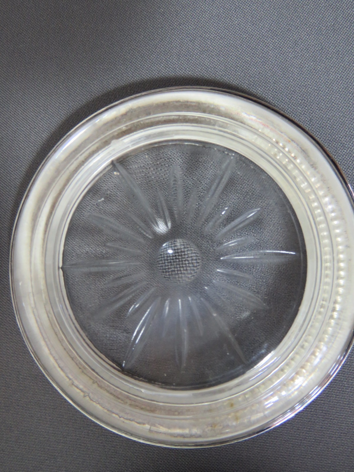 5-Vintage Frank M. Whiting &Co. Sterling Silver & Glass Starburst Beaded Coaster
