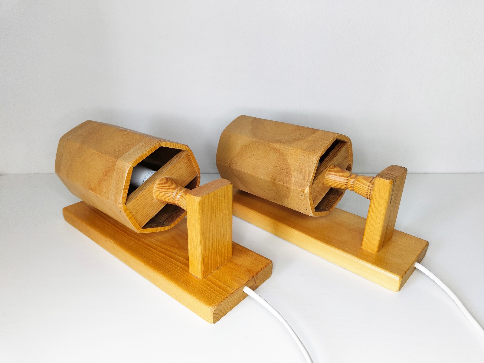 Pair of 1970s wood wall lamps: sconces, Swedish Scandinavian