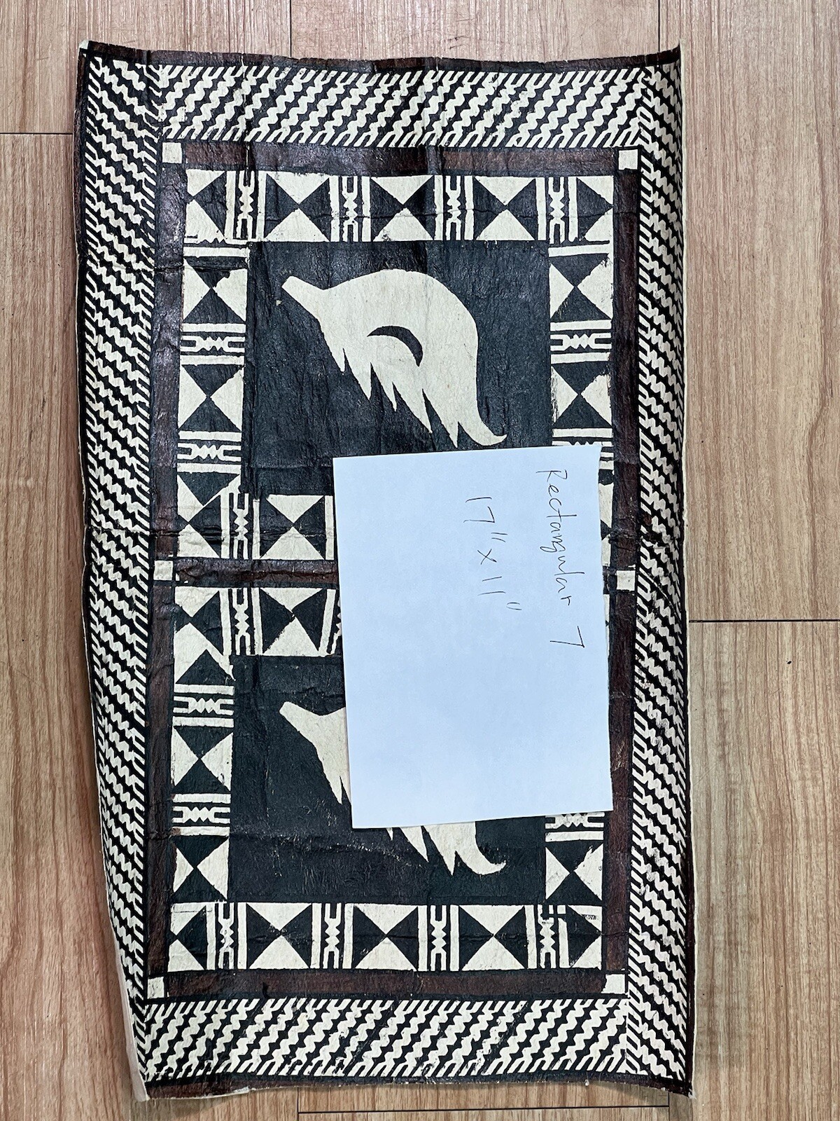 Pacific Islands Samoa Tuvalu Polychrome Bark cloth Floor Mat 20th C Rec #7