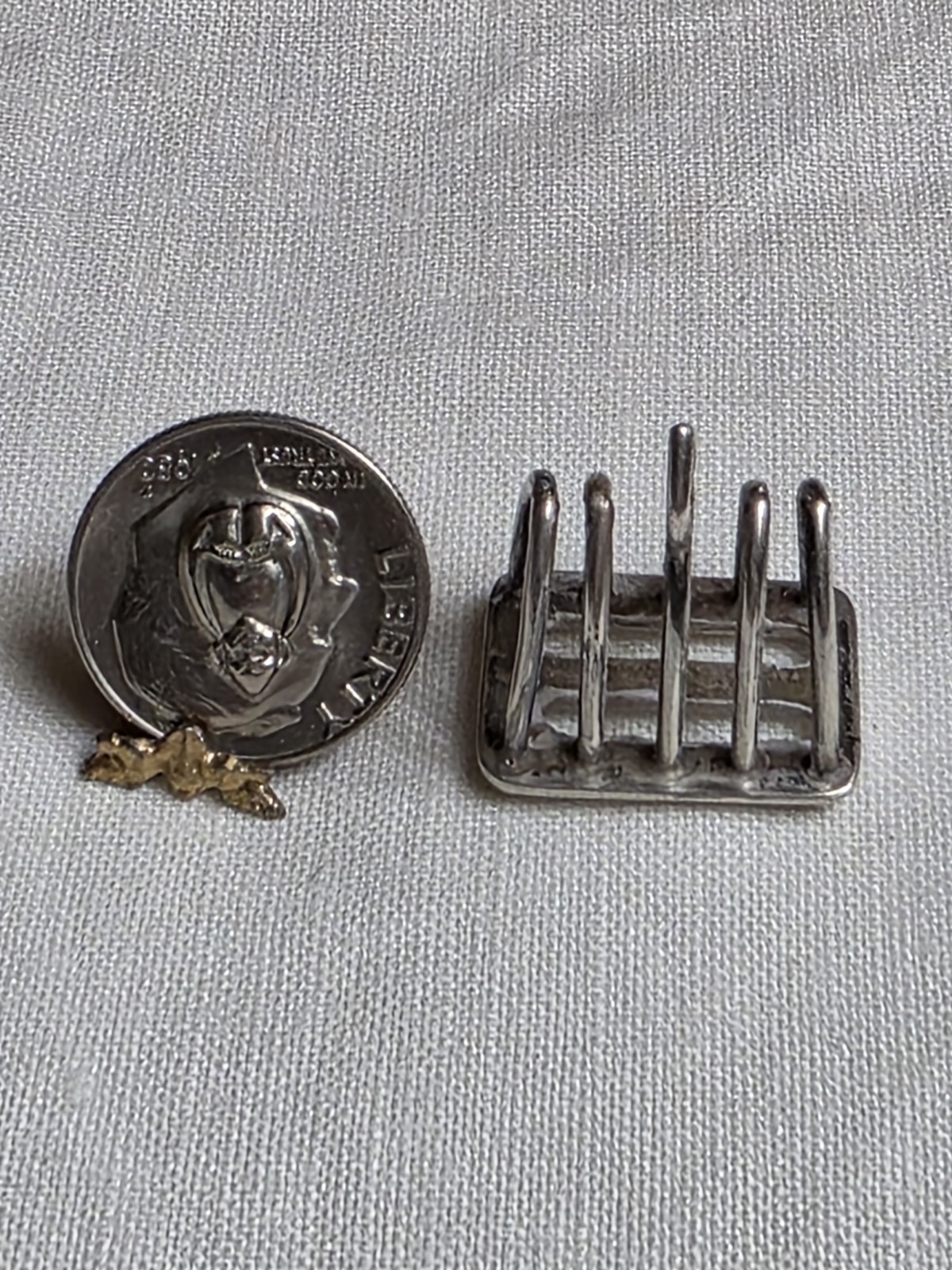 Rare WILLIAM B MEYERS sterling Silver Dollhouse Miniature Toast Rack